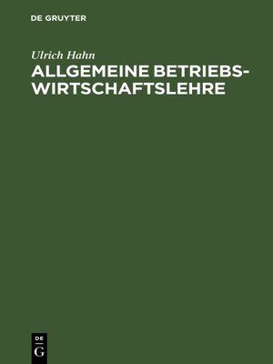 cover image of Allgemeine Betriebswirtschaftslehre